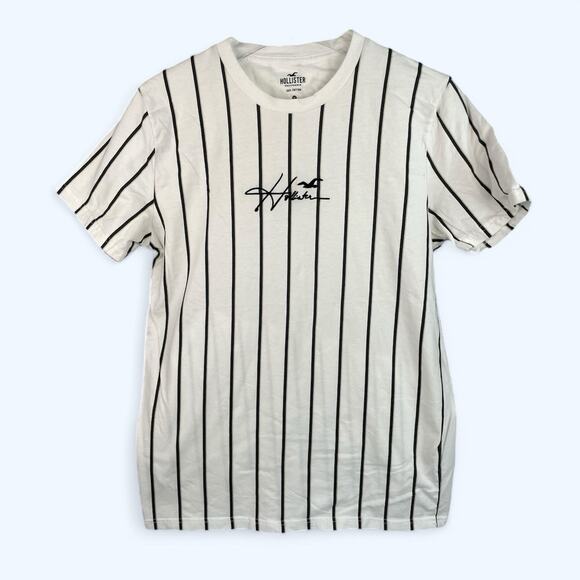 Hollister Black Tan Stripe Embroidered Logo Men's Size Medium - Picture 1 of 4
